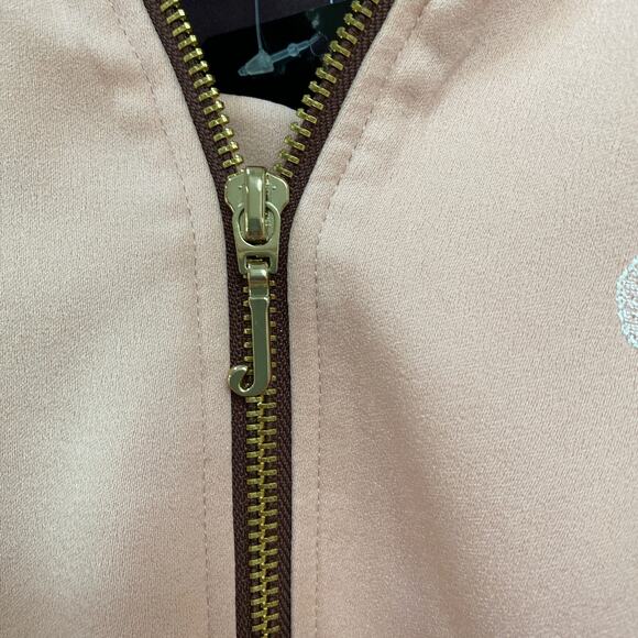 Juicy Couture Coral Blush Stockholm Floral Bomber Embellished Jacket Size Small - Picture 5 of 11